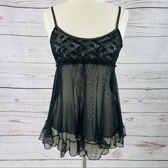 Secret Treasures black lace negligee sheer - Picture 1 of 12
